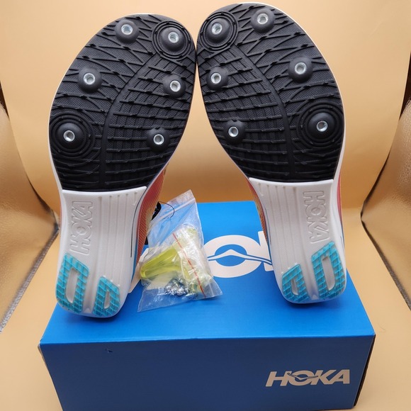 HOKA One One Cielo FlyX Shoes Size 7 W Yellow Orange‎ Track Spikes 1151990 - Picture 6 of 9